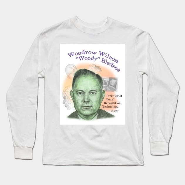 Woody Bledsoe, Inventor of Facial Recognition Technology Long Sleeve T-Shirt by eedeeo